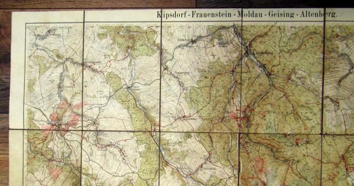 Amtliche Wintersportkarte Kipsdorf-Frauenstein-Moldau-Geising-Altenburg 1926