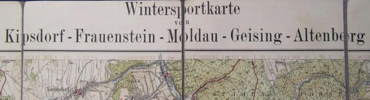 Amtliche Wintersportkarte Kipsdorf-Frauenstein-Moldau-Geising-Altenburg 1926