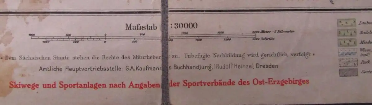 Amtliche Wintersportkarte Kipsdorf-Frauenstein-Moldau-Geising-Altenburg 1926