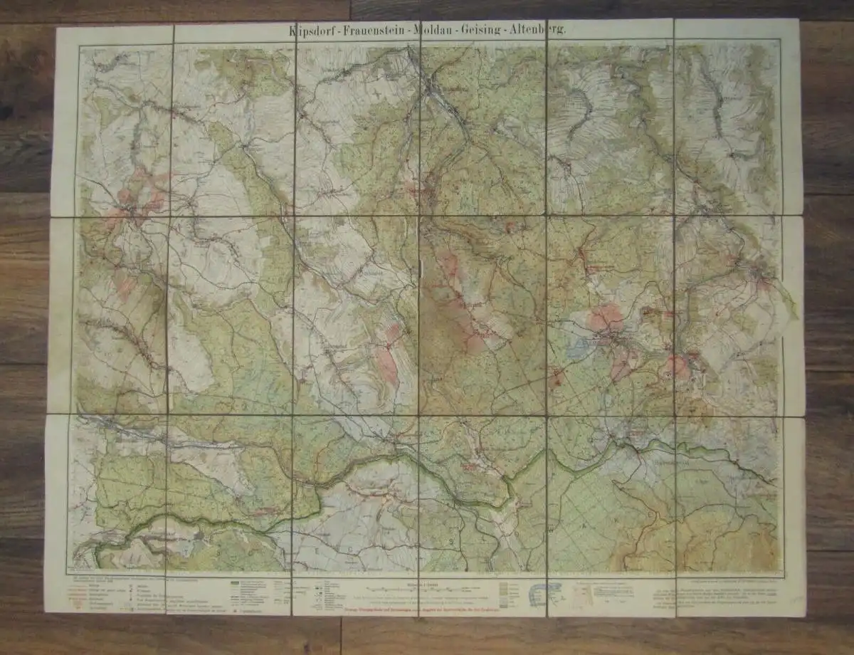 Amtliche Wintersportkarte Kipsdorf-Frauenstein-Moldau-Geising-Altenburg 1926