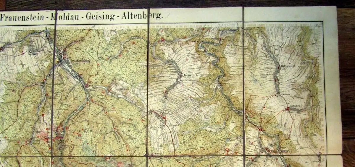 Amtliche Wintersportkarte Kipsdorf-Frauenstein-Moldau-Geising-Altenburg 1926