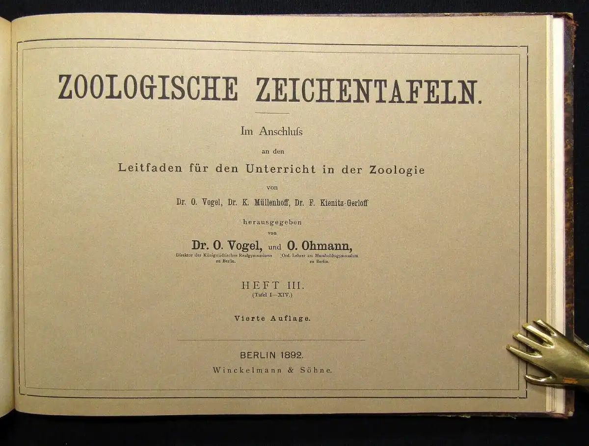 Vogel,Ohmann Zoologische Zeichentafeln 3 Hefte komplett 1892-93 54 Tafeln gesamt