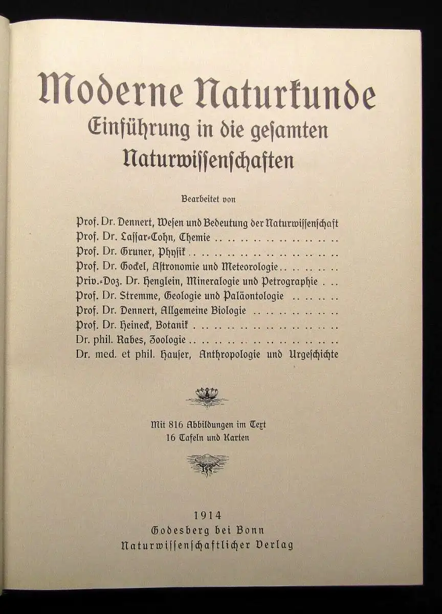Dennert Moderne Naturkunde Einführung in die gesamten Naturwissenschaften 1914