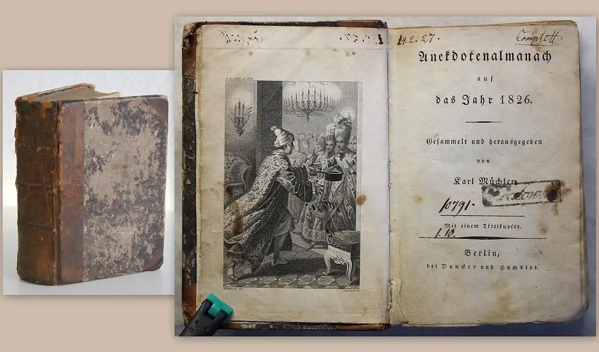 Müchler Anekdotenalmanach auf das Jahr 1826 mit Titelkupfer Kalender xz