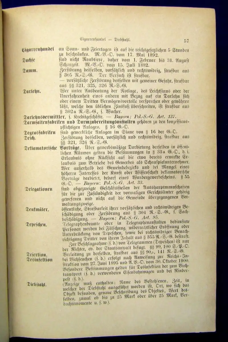 Hand Lexikon für Sächsische Polizeibeamte sämtliche Gesetze und Formulare 1904 j