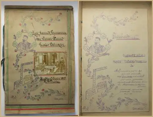 Original Erinnerungsblatt mit Abschiedslied für einen Freund 1905 Beerdigung sf