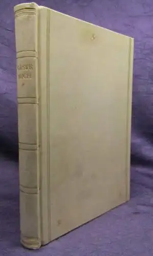 Gästebuch mit 3 Bll. beschrieben in Handeinband Ganzpergament 1930 dekorativ js