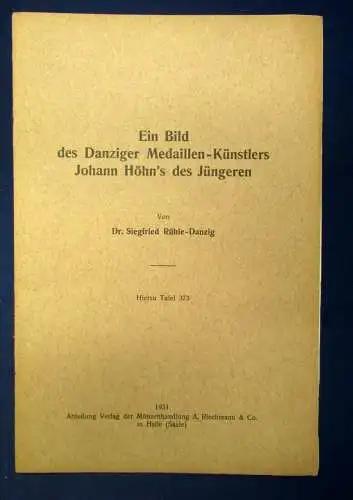Danzig Ein Bild des Danziger Medaillen-Künstlers Johann Höhn's 1931 js