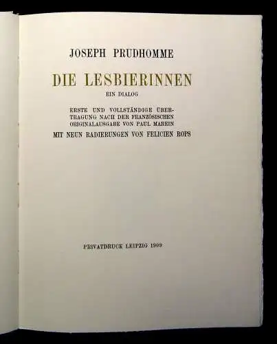 Prudhomme die Lesbierinnen Ein Dialog Faksimile Or. Schuber 1909 Erotica Erotik