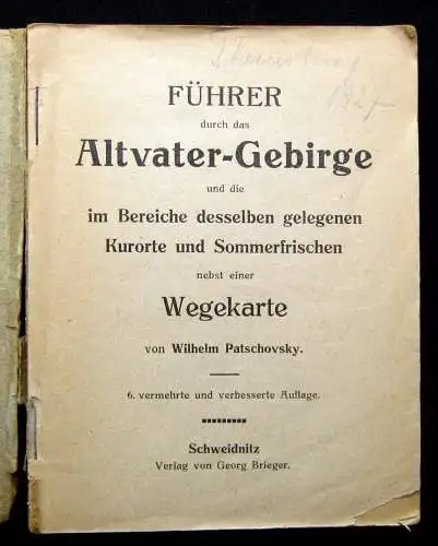 Patschovsky Briegers Reiseführer Altvatergebirge Kurorte u. Sommerfrischen 1928