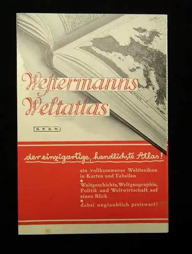 Or. Werbung Westermanns Weltatlas D.R.G.M. der einzigartige, handlichste Atlas!