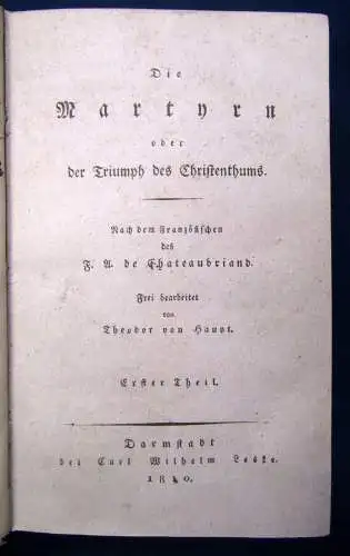 Haupt Die Martyrn oder der Triumph des Christenthums 1810 2 Teile in 1 kompl. js