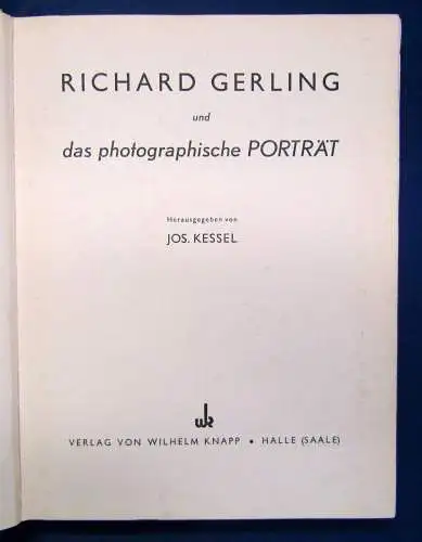 Kessel Richard Gerling und das photographische Porträt 1939 Kunst Technik sf