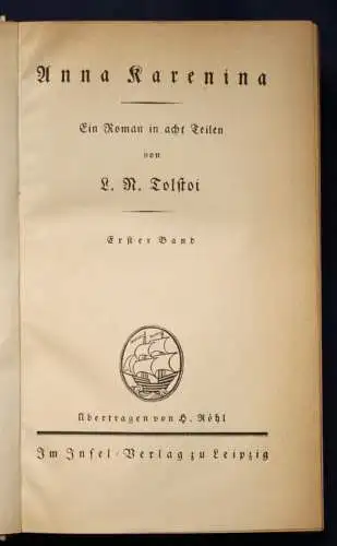 Tolstois Sämtliche Romane Band 1-8 um 1920 Halbpergament Kopfgoldschnitt js