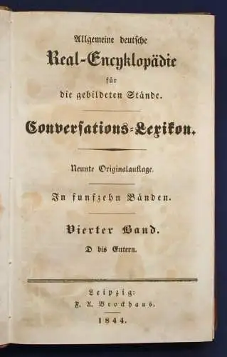 Allgemeine deutsche Real - Encyklopädie 4. Band "D bis Entern" 1844 sf