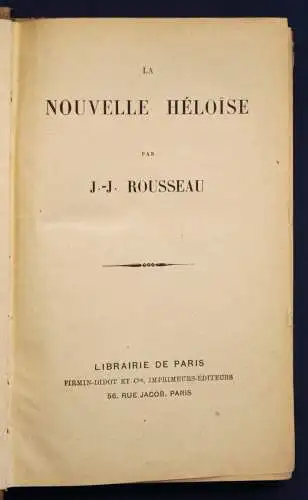 Rousseau La Nouvelle Heloise um 1890 Belletristik Klassiker französisch sf