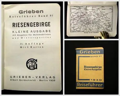 Grieben Reiseführer Band 81 Riesengebirge kleine Ausgabe 6 Karten 1930 Guide