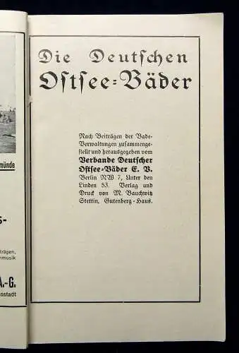 Die deutschen Ostseebäder Führer Badeort 1928 ohne Karte  Urlaub