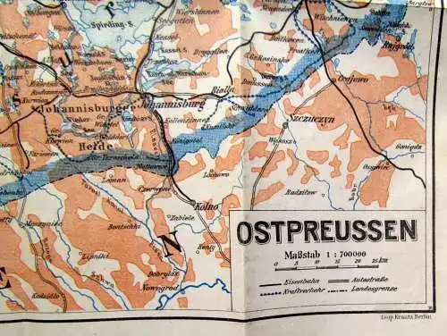 Grieben Reiseführer Band 54 Ostpreussen mit Angaben für Mobilisten 1935 Pläne