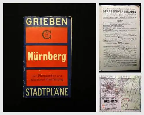 Grieben Stadtpläne, Nürnberg mit Plansucher u. besonderer Planfaltung um 1930