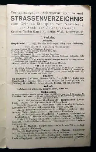 Grieben Stadtpläne, Nürnberg mit Plansucher u. besonderer Planfaltung um 1930