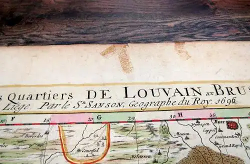 Karte koloriert Du Duche De Brabant qui comprend les Quartiers Brusselles 1696