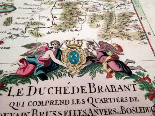 Karte koloriert Du Duche De Brabant qui comprend les Quartiers Brusselles 1696