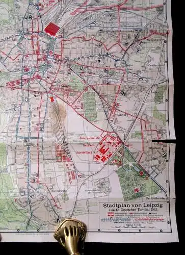 Stadtplan von Leipzig zum 12.  deutschen Turnfest 1913 Maßstab 1:15 000