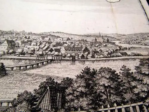 Kupferstich Matthäus Merian Colditz in Sachsen um 1640 ca. 37x 13 cm