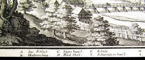 Kupferstich Matthäus Merian Colditz in Sachsen um 1640 ca. 37x 13 cm