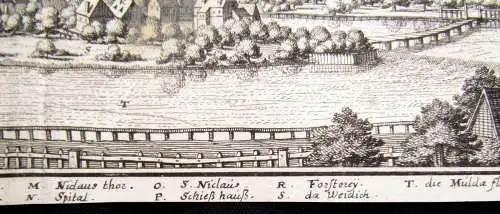 Kupferstich Matthäus Merian Colditz in Sachsen um 1640 ca. 37x 13 cm