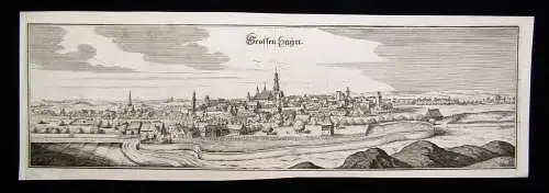 Kupferstich Matthäus Merian Grossenhayn Großenhain in Sachsen um 1640 ca.30x8 cm