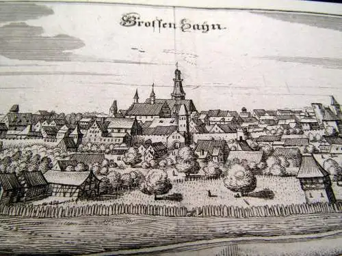 Kupferstich Matthäus Merian Grossenhayn Großenhain in Sachsen um 1640 ca.30x8 cm