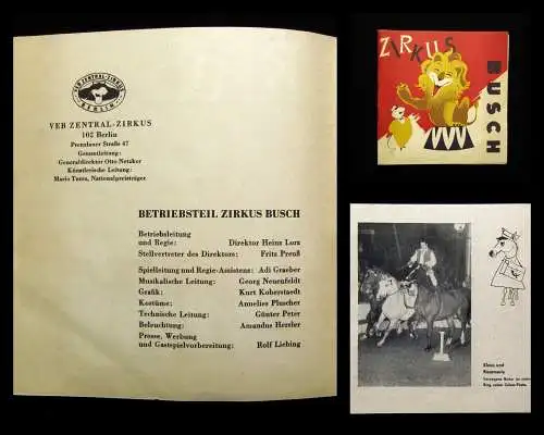 Or. Prospekt/ Programmheft Zirkus Busch 1966 Unterhaltung Künstler Show