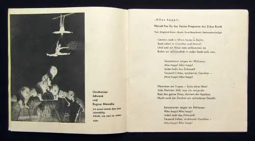 Or. Prospekt/ Programmheft Zirkus Busch 1966 Unterhaltung Künstler Show