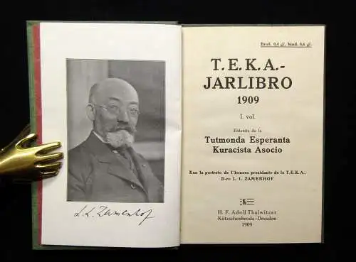 T.E.K.A. Jarlibro 1909 Tutmonda Esperanta Kuracista Asocio 1909