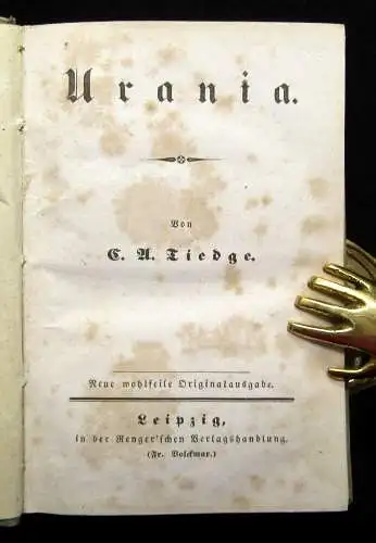 Tiedge Urania 1802 Erzählungen Belletristik Lyrik Literatur