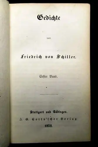 Friedrich von Schiller Gedichte 3 Bände in 1 Buch 1852 Klassiker Belletristik