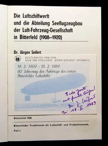 Seifert Die Luftschiffwerft in Bitterfeld (1908-1920) 1988 Zeppelin Geschichte