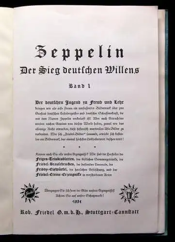 Sammelbilderalbum Zeppelin Der Sieg deutschen Willens 1. Bd 1931 Koll. kompl.