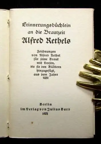 Erinnerungsbüchlein an die Brautzeit Alfred Rethels 1921 Kunst Kultur Zeichnung