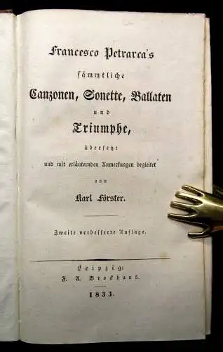 Förster Francesco Petrarcas sämmtliche Canzone,Sonette,Ballaten u. Triumphe 1833