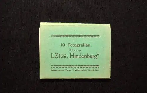 10 Fotografien LZ129 "Hindenburg" 6,5x9 cm um 1930 Leporello Geschichte