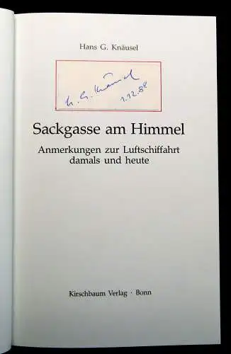 Knäusel Sackgasse am Himmel 1988 Zeppelin-Archiv Bodo Jost Luftschiffahrt