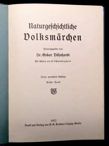 Dähnhardt Naturgeschichtliche Volksmärchen 1. Bd. 1912 Bilder von Schwindrazheim