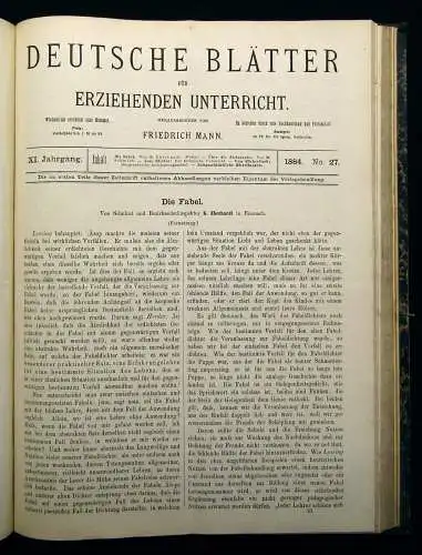 Mann Deutsche Blätter für erziehenden Unterricht XI. Jahrgang 1884 Gesellschaft