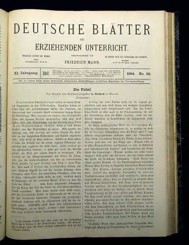 Mann Deutsche Blätter für erziehenden Unterricht XI. Jahrgang 1884 Gesellschaft