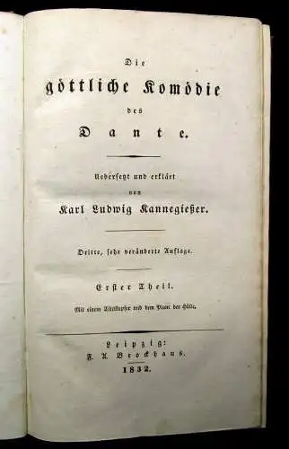 Kannegießer Die göttliche Komödie des Dante 1-3 komplett 1832 3 Karten komplett