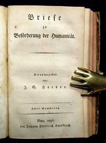 Herder Briefe zu Beförderung der Humanität 10 Bde. in 5, 1793 EA Nachweis