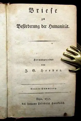 Herder Briefe zu Beförderung der Humanität 10 Bde. in 5, 1793 EA Nachweis